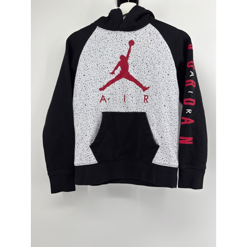 Jordan Boys Jumpman Air Hoodie Black White Cement Print Size Medium 6-8
